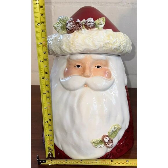Department 56 Cookie Jar Santa Claus Frosted Pine Cones Christmas Decor - Picture 3 of 8